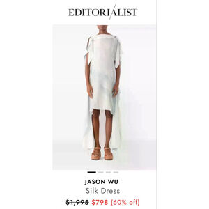 NWT Jason Wu Collection (Luxury Collection) White Silk Asymmetrical Dress S